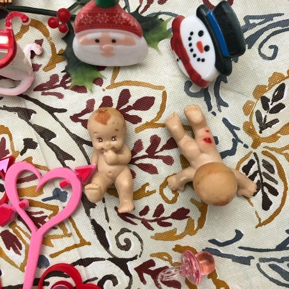 Assortment of Various Plastic Holiday Cake Toppers